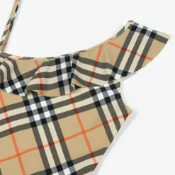 Burberry Swimwear*Girls Beige Check Swimsuit