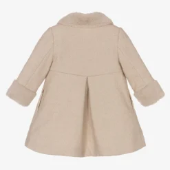 Patachou Coats & Jackets*Girls Beige Cotton & Faux Fur Coat