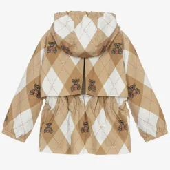 Burberry Coats & Jackets*Girls Beige Cotton Argyle Hooded Jacket