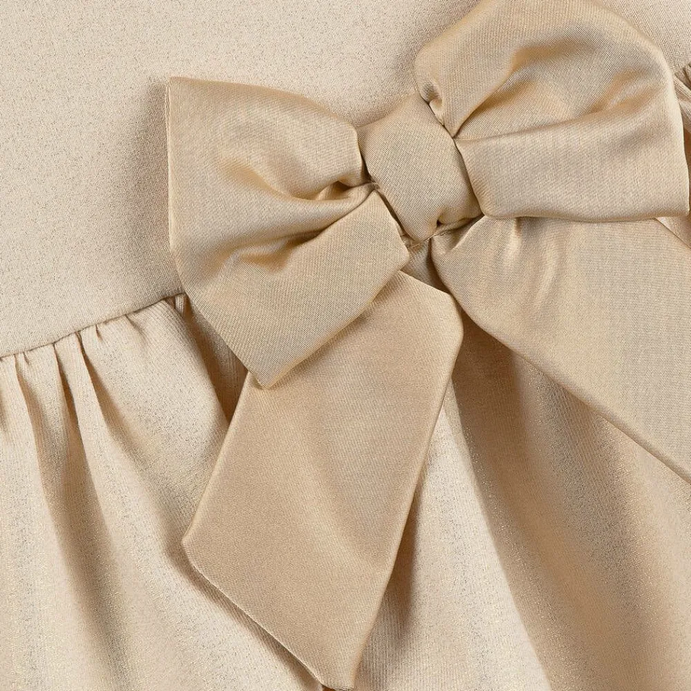 A Dee Dresses*Girls Beige Cotton Bow Dress