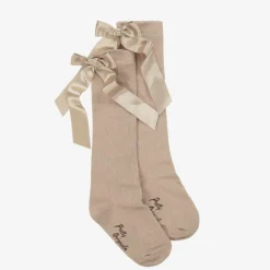 Pretty Originals Socks*Girls Beige Cotton Bow Socks