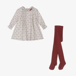 Tutto Piccolo Dresses*Girls Beige Cotton Dog Dress Set