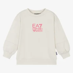 EA7 Emporio Armani Tops*Girls Beige Cotton EA7 Logo Sweatshirt