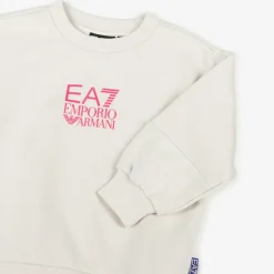 EA7 Emporio Armani Tops*Girls Beige Cotton EA7 Logo Sweatshirt