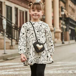 Mayoral Dresses*Girls Beige Cotton Heart Print Dress Set