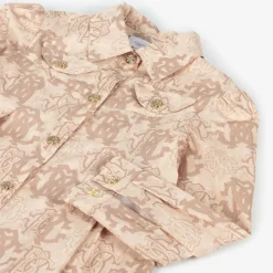 Roberto Cavalli Dresses*Girls Beige Cotton RC Monogram Dress