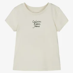 Calvin Klein Tops*Girls Beige Cotton T-Shirt