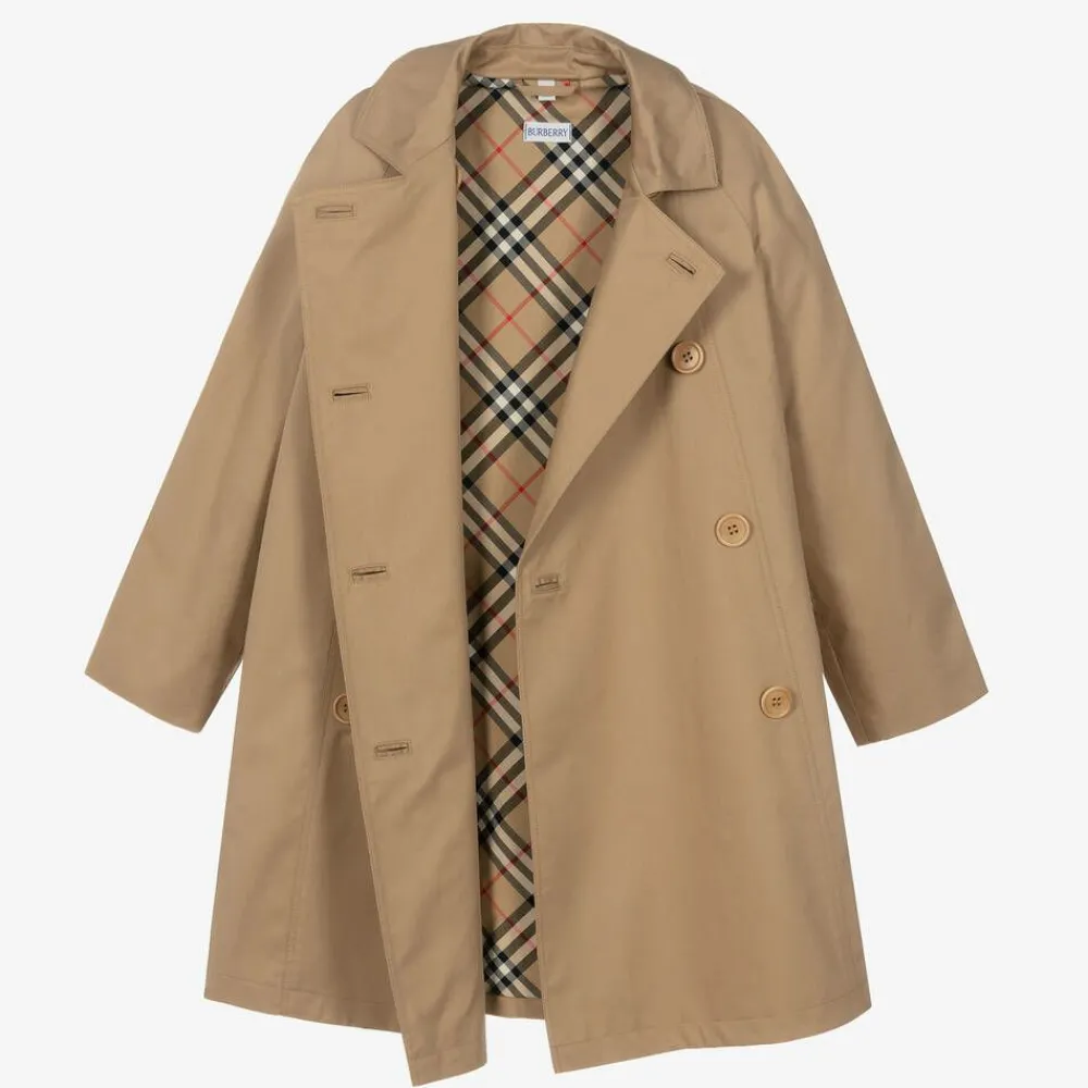 Burberry Coats & Jackets*Girls Beige Cotton Twill Coat