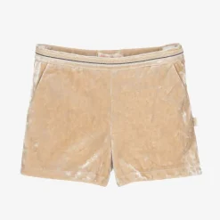 Billieblush Shorts*Girls Beige Crushed Velour Shorts