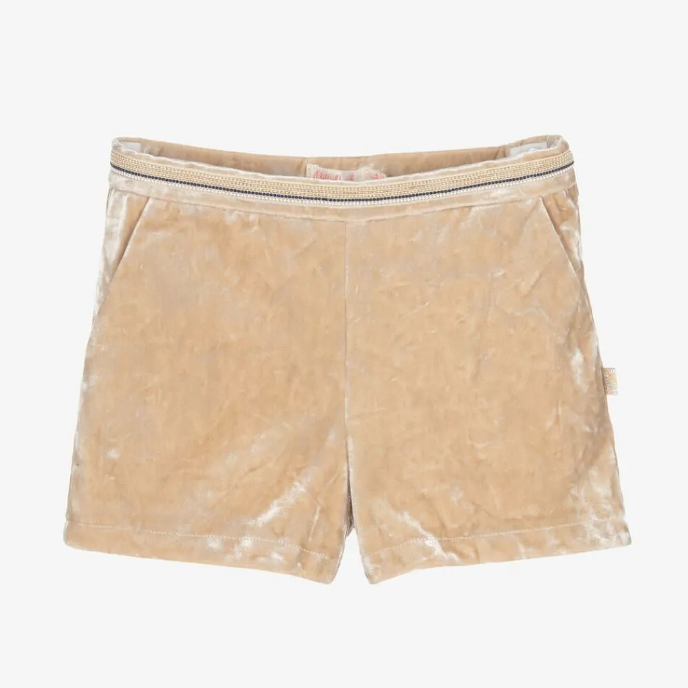 Billieblush Shorts*Girls Beige Crushed Velour Shorts