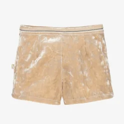 Billieblush Shorts*Girls Beige Crushed Velour Shorts