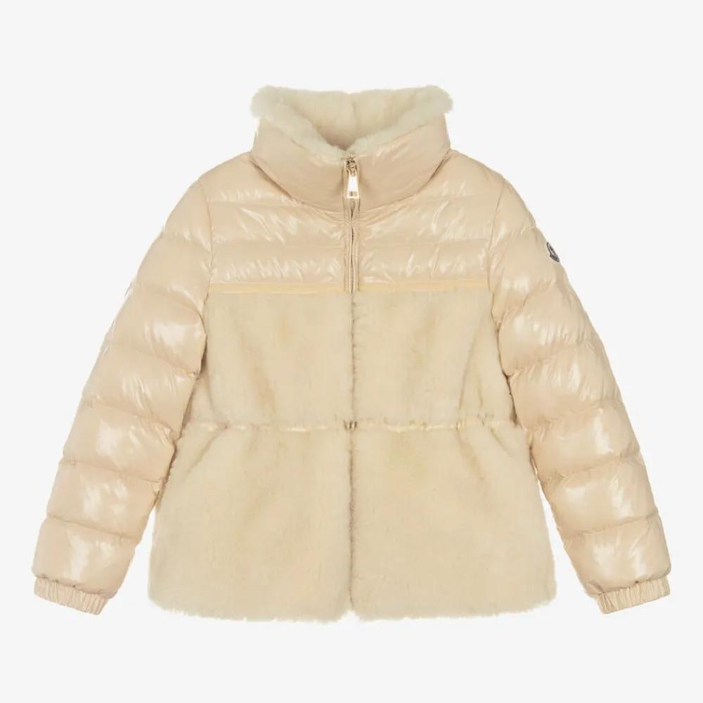 Moncler Enfant Coats & Jackets*Girls Beige Down Padded Amabay Jacket