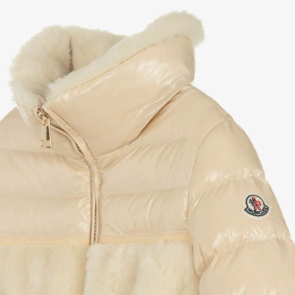 Moncler Enfant Coats & Jackets*Girls Beige Down Padded Amabay Jacket