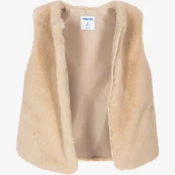Mayoral Coats & Jackets*Girls Beige Faux Fur Gilet