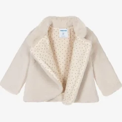 Mayoral Coats & Jackets*Girls Beige Faux Fur Jacket