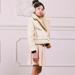 Patachou Coats & Jackets*Girls Beige Faux Suede & Faux Fur Jacket