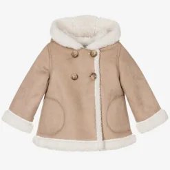 Mayoral Coats & Jackets*Girls Beige Faux Suede Coat