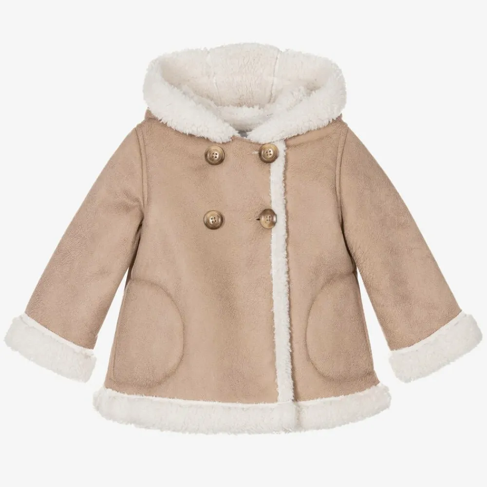 Mayoral Coats & Jackets*Girls Beige Faux Suede Coat