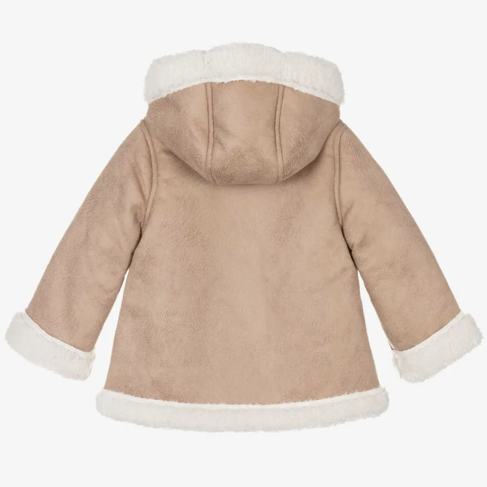 Mayoral Coats & Jackets*Girls Beige Faux Suede Coat