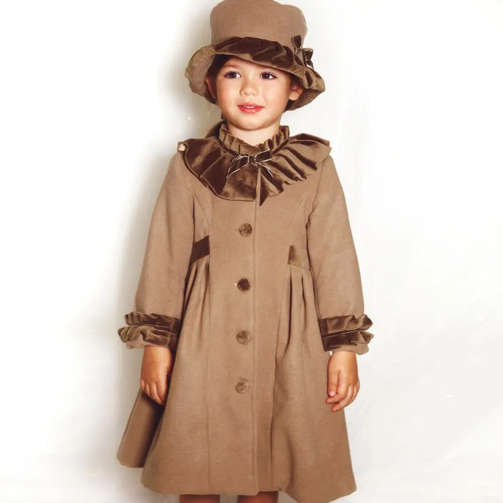 Sarah Louise Coats & Jackets*Girls Beige Felted Hat & Coat Set