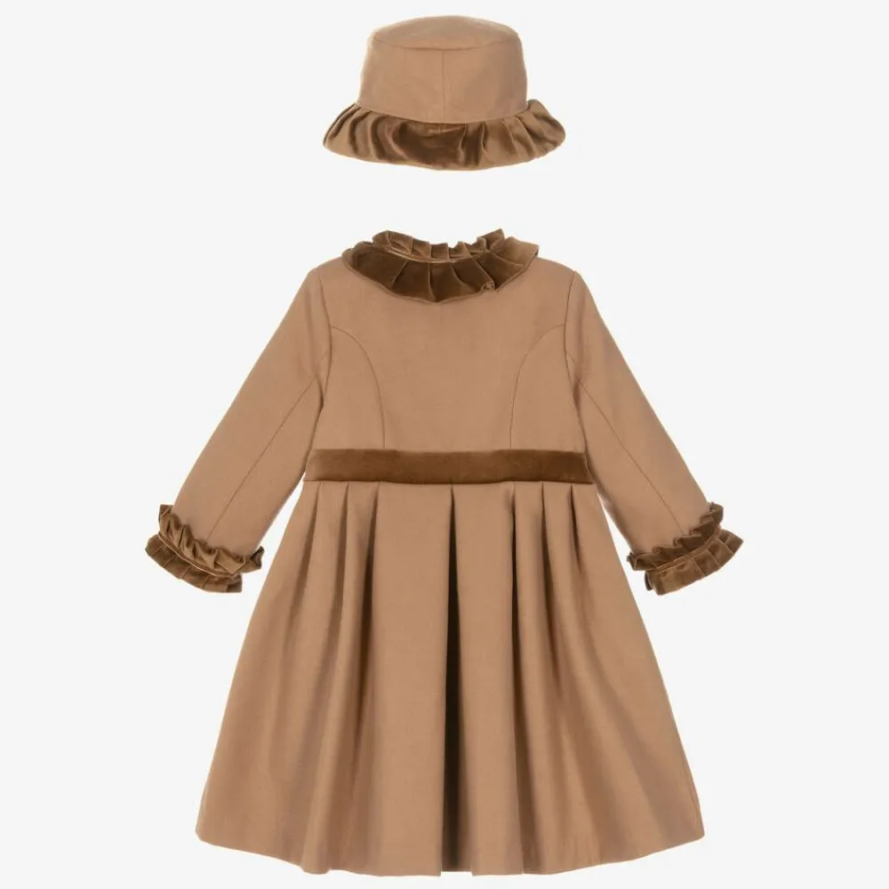 Sarah Louise Coats & Jackets*Girls Beige Felted Hat & Coat Set