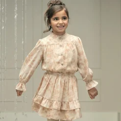 Le Chic Tops*Girls Beige Floral Crêpe Chiffon Blouse