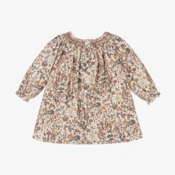 Bonpoint Dresses*Girls Beige Floral Needlecord Dress
