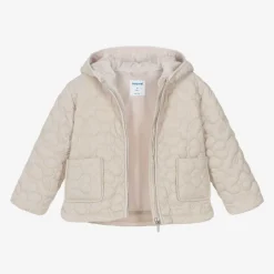 Mayoral Coats & Jackets*Girls Beige Floral Quilted Jacket