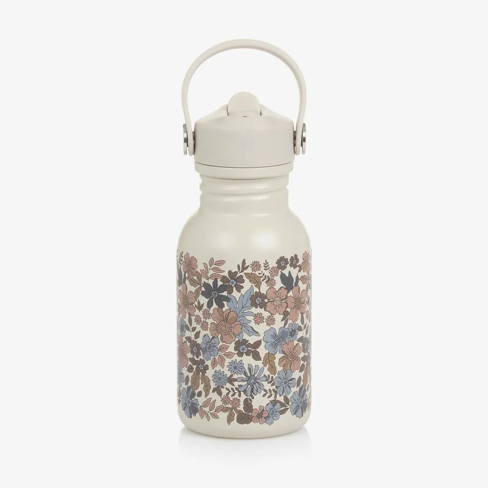 Elodie Lunch Accessories*Girls Beige Floral Water Bottle (16cm)