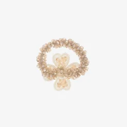 David Charles Hair Accessories*Girls Beige Flower Hair Elastic (4cm)