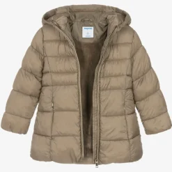 Mayoral Coats & Jackets*Girls Beige Hooded Puffer Coat