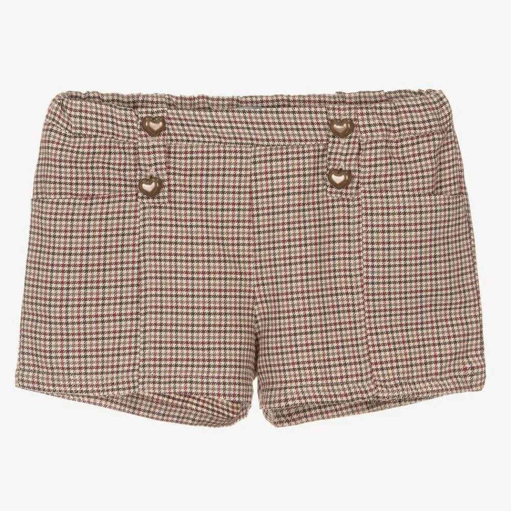 Dr. Kid Shorts*Girls Beige Houndstooth Shorts