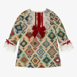 Miranda Dresses*Girls Beige Jacquard Dress