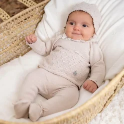 Artesanía Granlei Gifts|Babysuits*Girls Beige Knitted Babysuit & Hat Set