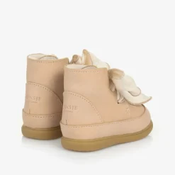 Donsje First Walkers|First Walkers*Girls Beige Leather Bow First Walker Boots