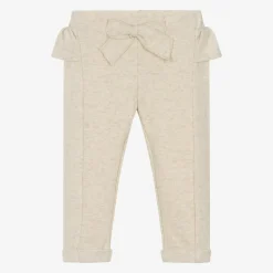 Everything Must Change Trousers*Girls Beige Marl Cotton Bow Trousers