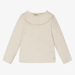 Petit Bateau Tops*Girls Beige Organic Cotton Top