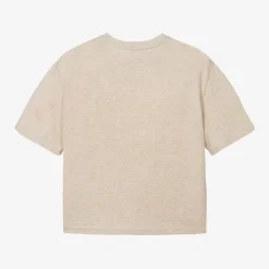 Chloé Tops*Girls Beige Organic Cotton Flower T-Shirt