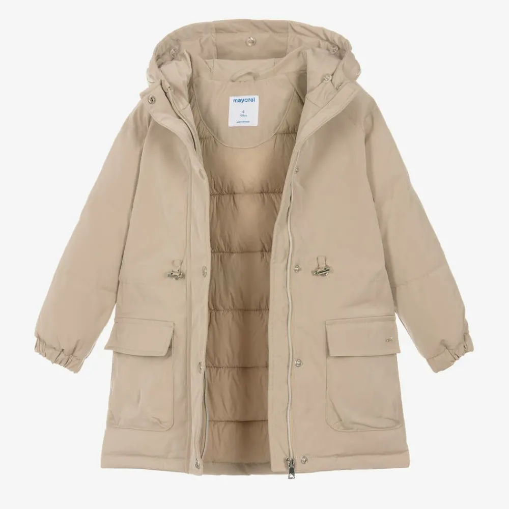 Mayoral Coats & Jackets*Girls Beige Padded Coat