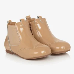 Beau KiD Boots|Boots*Girls Beige Patent Leather Chelsea Boots
