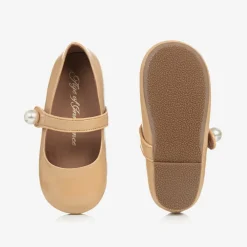 Age of Innocence Traditional Shoes|Bar Shoes*Girls Beige Patent Leather Pearl Shoes
