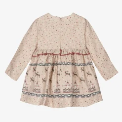 Miranda Dresses*Girls Beige Star Print Cotton Dress