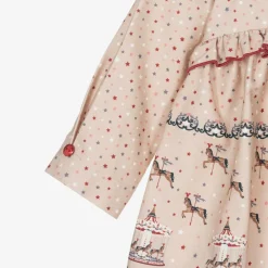 Miranda Dresses*Girls Beige Star Print Cotton Dress