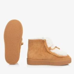 Age of Innocence Boots|Boots*Girls Beige Suede & Shearling Leather Boots