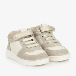 Mayoral Trainers*Girls Beige Suede Leather High-Top Trainers