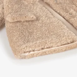 Monnalisa Coats & Jackets*Girls Beige Teddy Fleece Coat