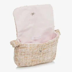 Patachou Bags*Girls Beige Tweed Bow Handbag (21cm)