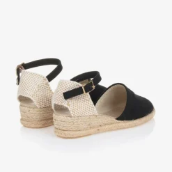 Pisamonas Espadrilles|Espadrilles*Girls Black & Beige Wedge Espadrilles
