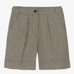 Il Gufo Shorts*Girls Black & Gold Houndstooth Shorts