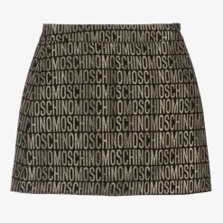 Moschino Kid-Teen Skirts*Girls Black & Gold Jacquard Skirt